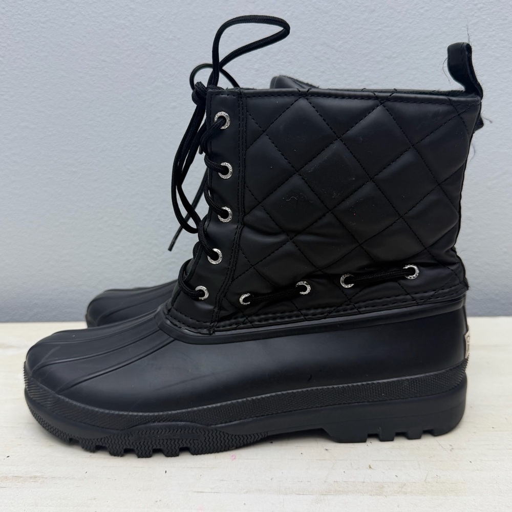 Sperry Gosling Black Quilted Waterproof Duck Boots Size 9